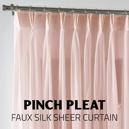 Sheer Silk Crepe Pinch Pleated Curtain Single Panel - Pink