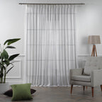 Sheer Silk Crepe Pinch Pleated Curtain Single Panel - White