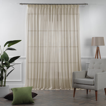 Sheer Silk Crepe Pinch Pleated Curtain Single Panel - Beige