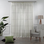 Sheer Silk Crepe Pinch Pleated Curtain Single Panel - Ecru