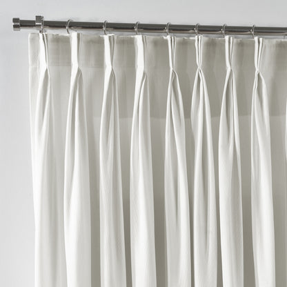 Linen Texture Pinch Pleated Curtain Single Panel - White