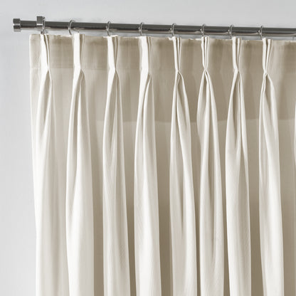Linen Texture Pinch Pleated Curtain Single Panel - Cream