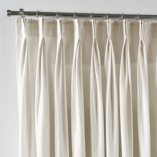 Linen Texture Pinch Pleated Curtain Single Panel - Cream