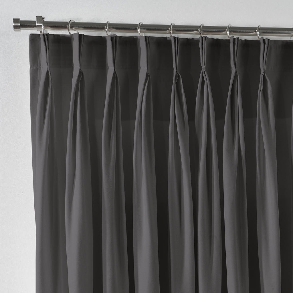 Linen Texture Pinch Pleated Curtain Single Panel - Light Grey
