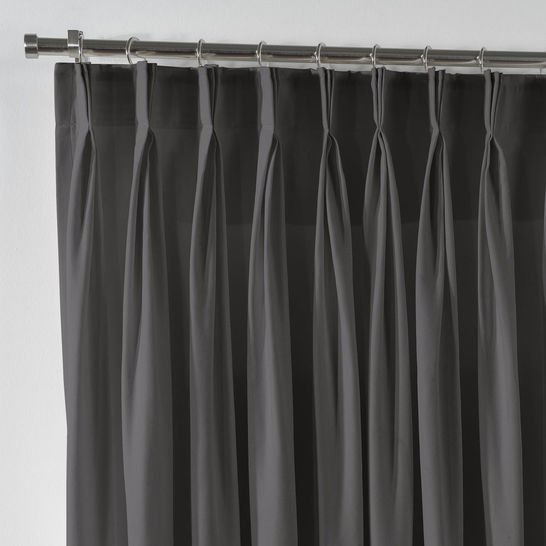 Linen Texture Pinch Pleated Curtain Single Panel - Light Grey