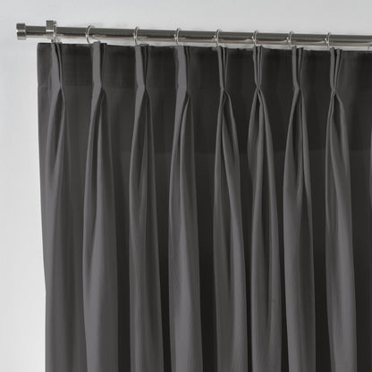 Linen Texture Pinch Pleated Curtain Single Panel - Light Grey