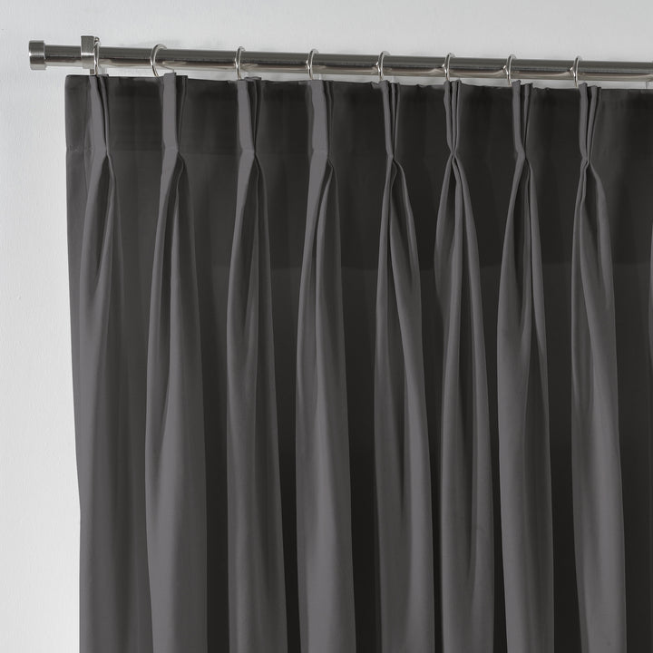 Linen Texture Pinch Pleated Curtain Single Panel - Light Grey