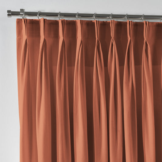 Linen Texture Pinch Pleated Curtain Single Panel - Brick