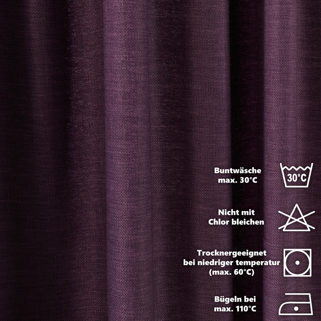 Linen Texture Pinch Pleated Curtain Single Panel - Purple
