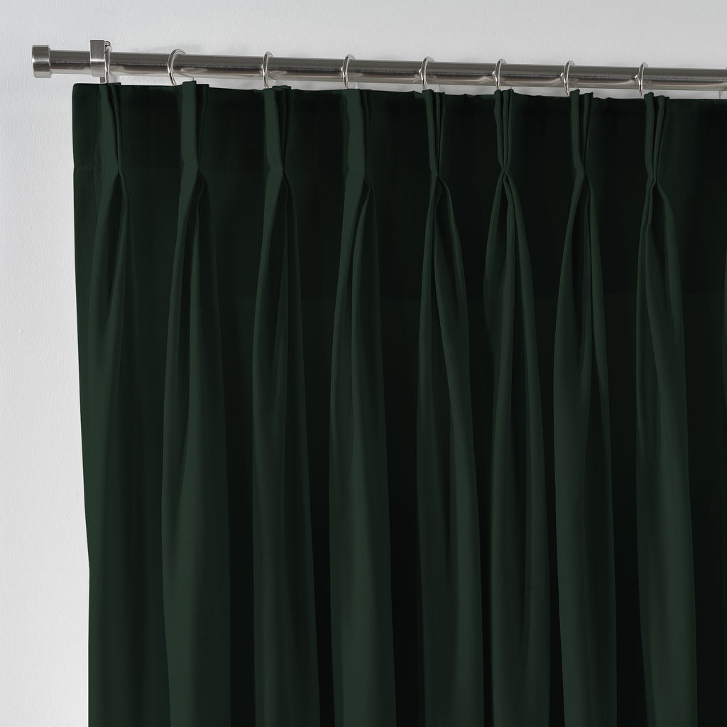 Linen Texture Pinch Pleated Curtain Single Panel - Duck Green