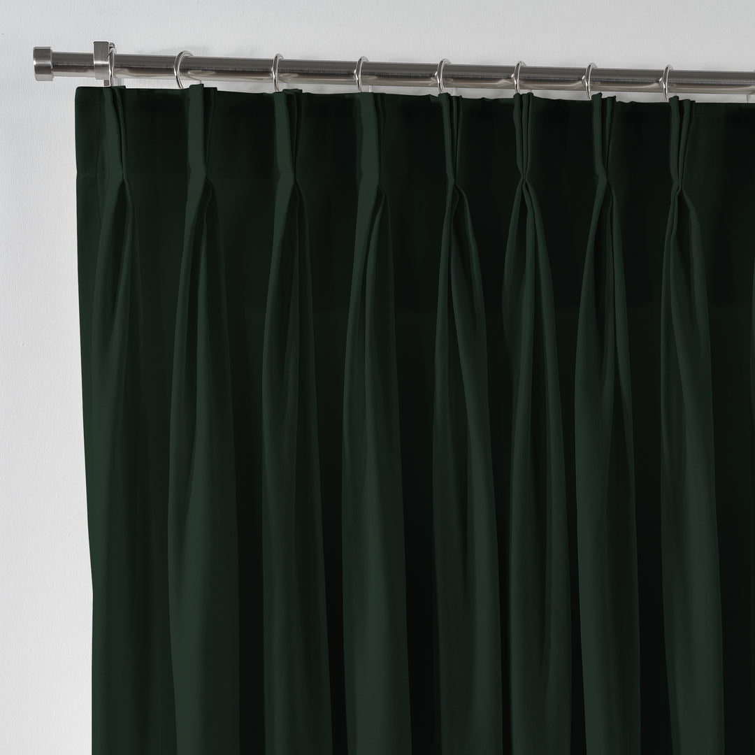 Linen Texture Pinch Pleated Curtain Single Panel - Duck Green