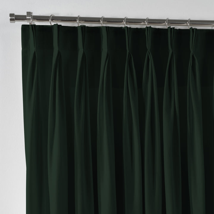 Linen Texture Pinch Pleated Curtain Single Panel - Duck Green