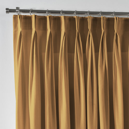 Linen Texture Pinch Pleated Curtain Single Panel - Mustard Yellow