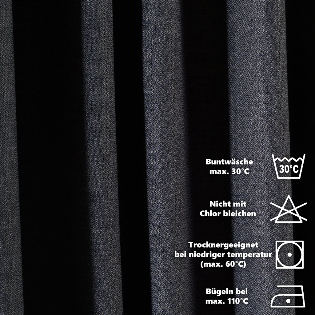 Linen Texture Pinch Pleated Curtain Single Panel - Anthracite