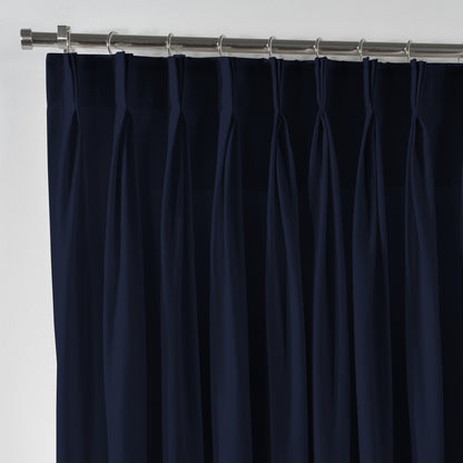 Linen Texture Pinch Pleated Curtain Single Panel - Navy Blue