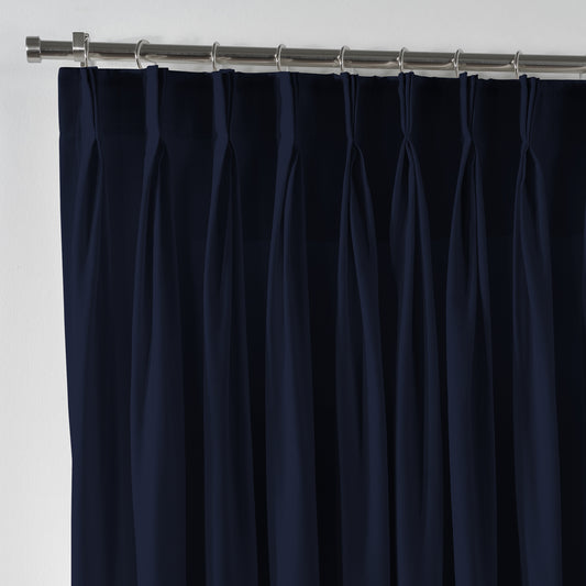 Linen Texture Pinch Pleated Curtain Single Panel - Navy Blue