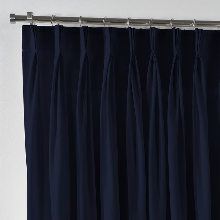 Linen Texture Pinch Pleated Curtain Single Panel - Navy Blue