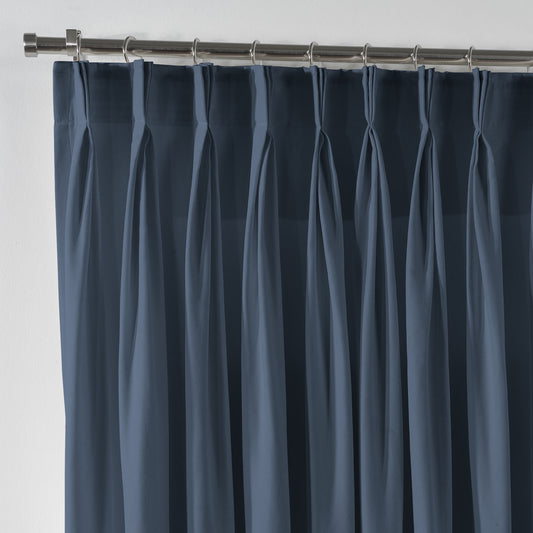 Linen Texture Pinch Pleated Curtain Single Panel - Sky Blue