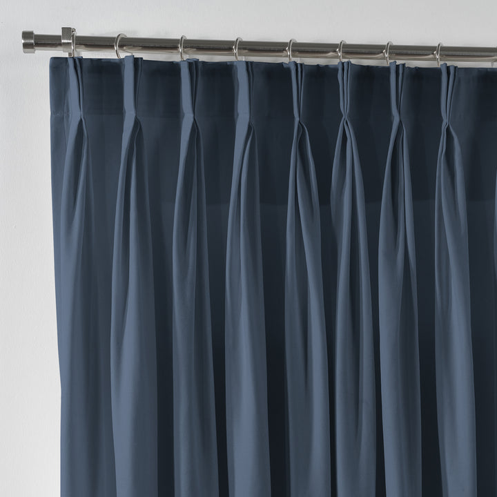 Linen Texture Pinch Pleated Curtain Single Panel - Sky Blue