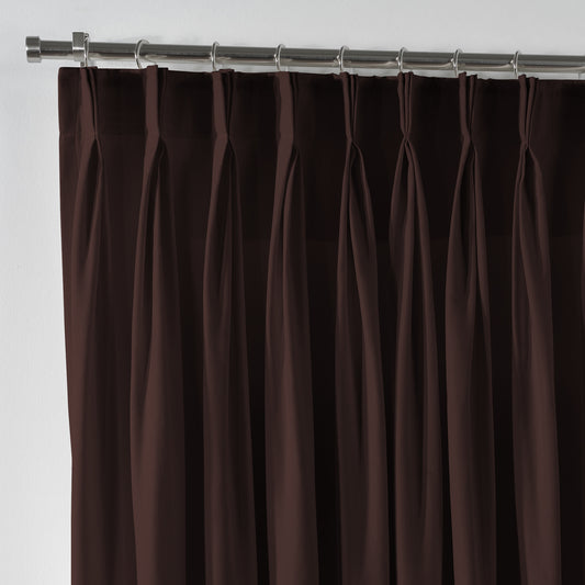 Linen Texture Pinch Pleated Curtain Single Panel - Brown