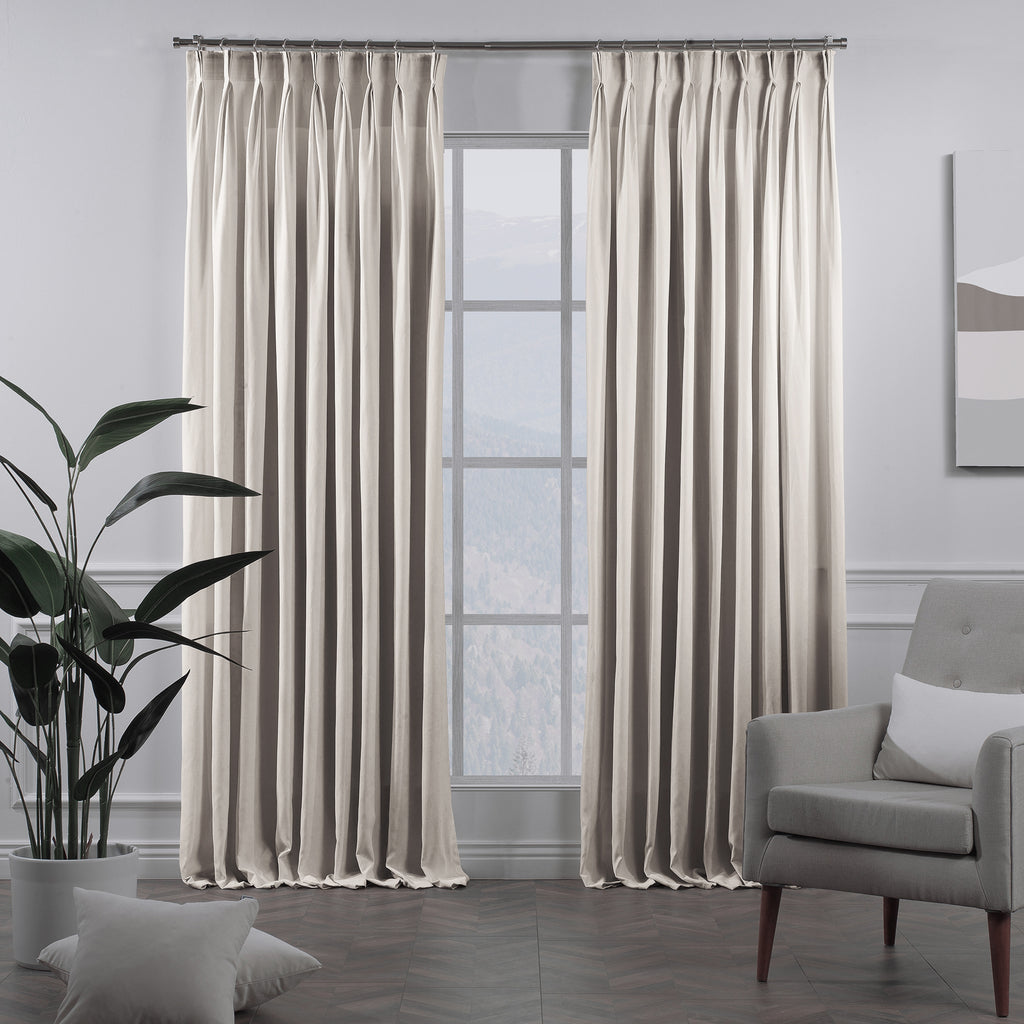 Linen Texture Pinch Pleated Curtain Single Panel - Cream