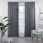 Linen Texture Pinch Pleated Curtain Single Panel - Light Grey