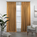 Linen Texture Pinch Pleated Curtain Single Panel - Mustard Yellow