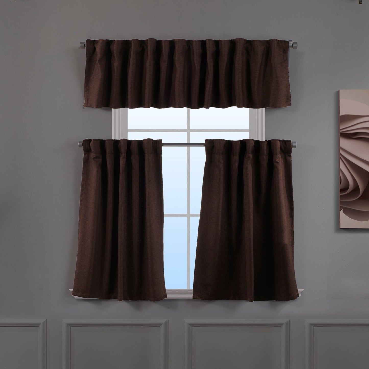 Linen texture kitchen valances, linen look kitchen valances, faux linen kitchen valance, 100% polyester kitchen valance, kitchen window valance, decorative kitchen curtains, farmhouse kitchen valance, modern kitchen decor, window topper, kitchen window treatment, custom kitchen valance, textured window valance, café window curtain, rod pocket valance, elegant kitchen curtains, stylish window topper, home decor, window furnishings