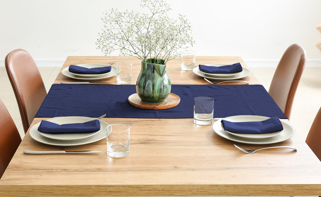 Linen Texture Tablecloths, Tabletop &amp; Napkins - Navy Blue