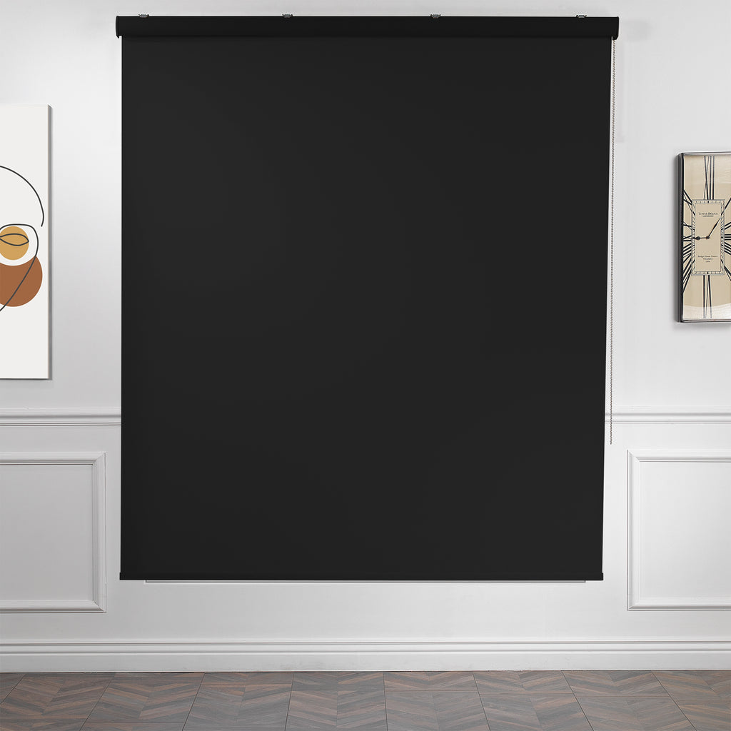 Metallic Cord loop Roller Blind Room Darkening & Blackout Window Shades - Black