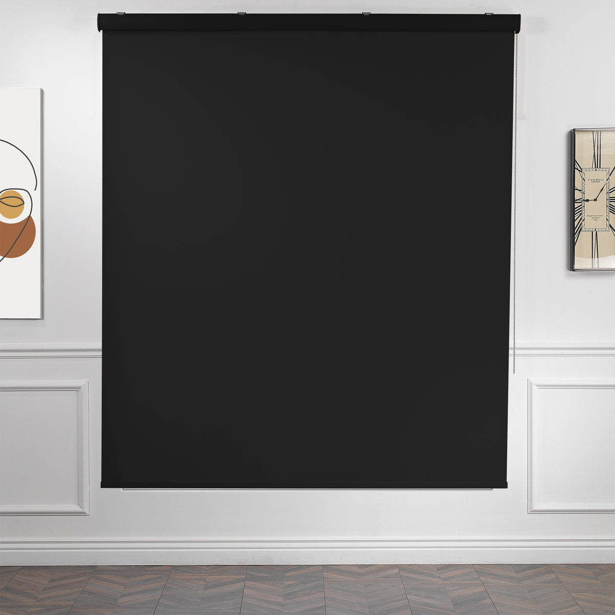 Metallic Cord loop Roller Blind Room Darkening & Blackout Window Shades - Black