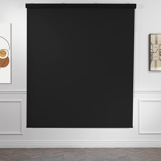 Metallic Cord loop Roller Blind Room Darkening & Blackout Window Shades - Black