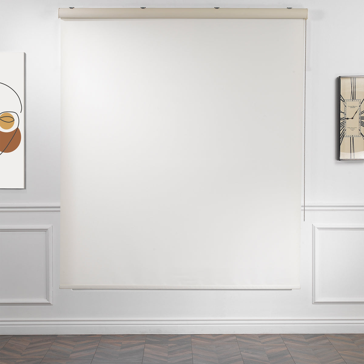 Metallic Cord loop Roller Blind Room Darkening & Blackout Window Shades - Off White