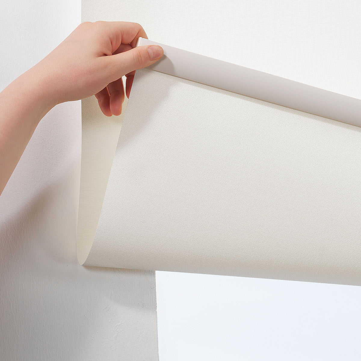 Metallic Cord loop Roller Blind Room Darkening & Blackout Window Shades - Off White
