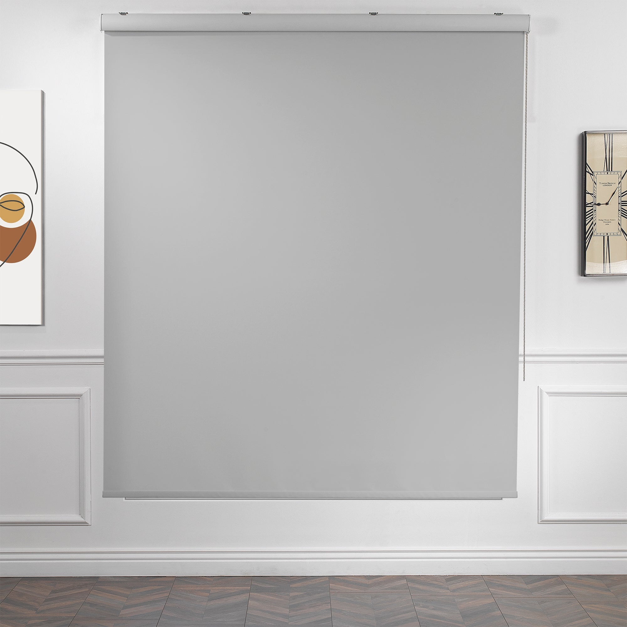 Metallic Cord loop Roller Blind Room Darkening & Blackout Window Shades - Light Grey