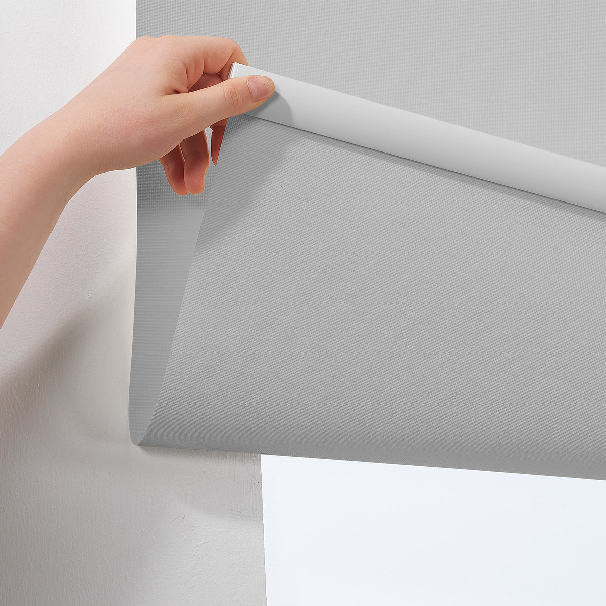 Metallic Cord loop Roller Blind Room Darkening & Blackout Window Shades - Light Grey