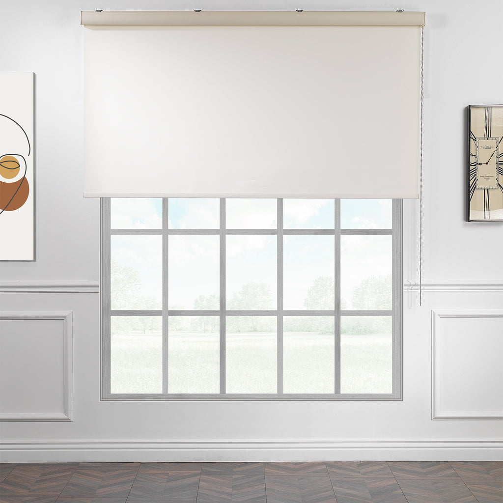 Metallic Cord loop Roller Blind Room Darkening & Blackout Window Shades - Ecru