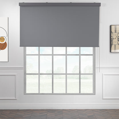 Metallic Cord loop Roller Blind Blackout & Room Darkening Window Shades - Black