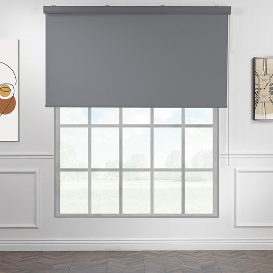Metallic Cord loop Roller Blind Room Darkening & Blackout Window Shades -Grey