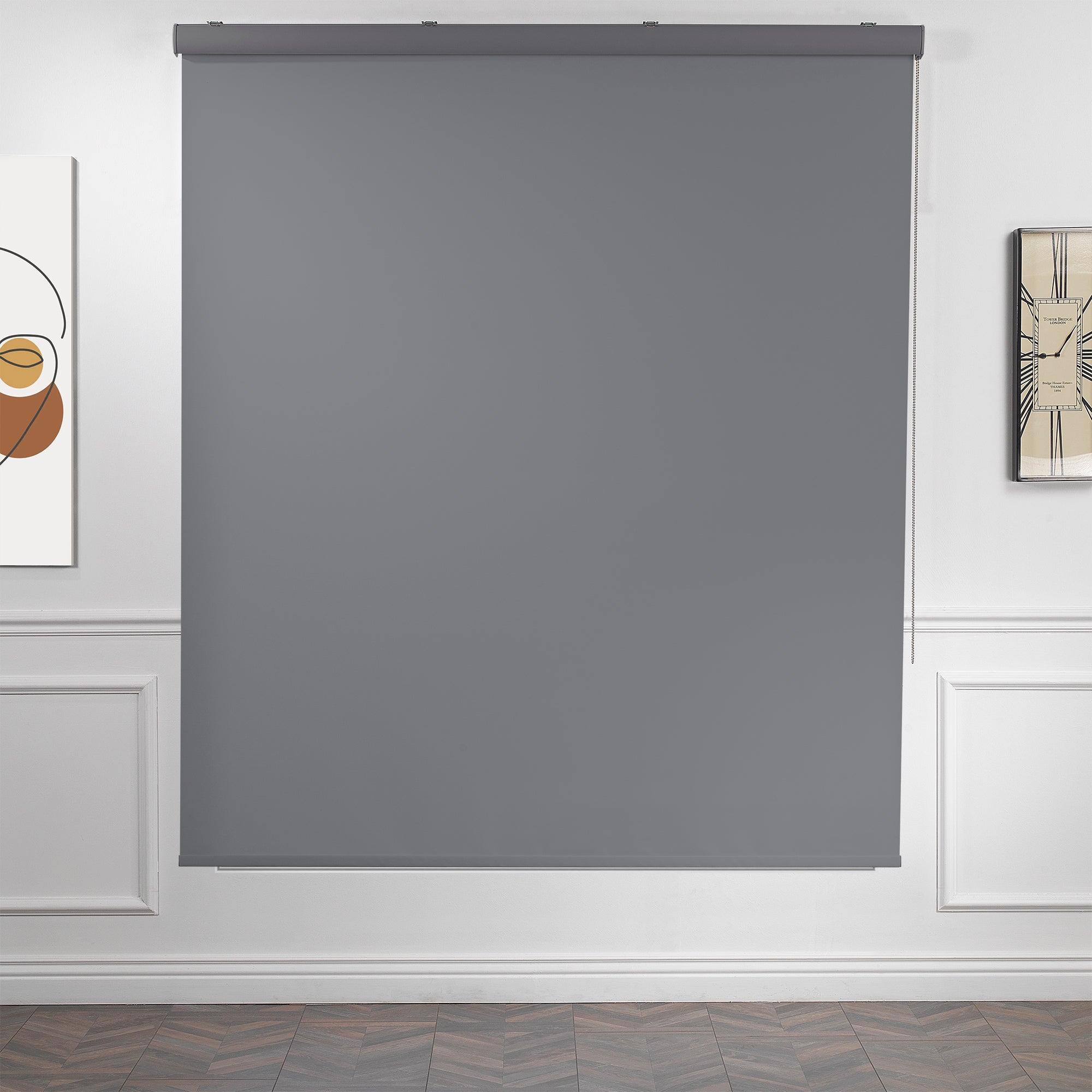 Metallic Cord loop Roller Blind Room Darkening & Blackout Window Shades -Grey