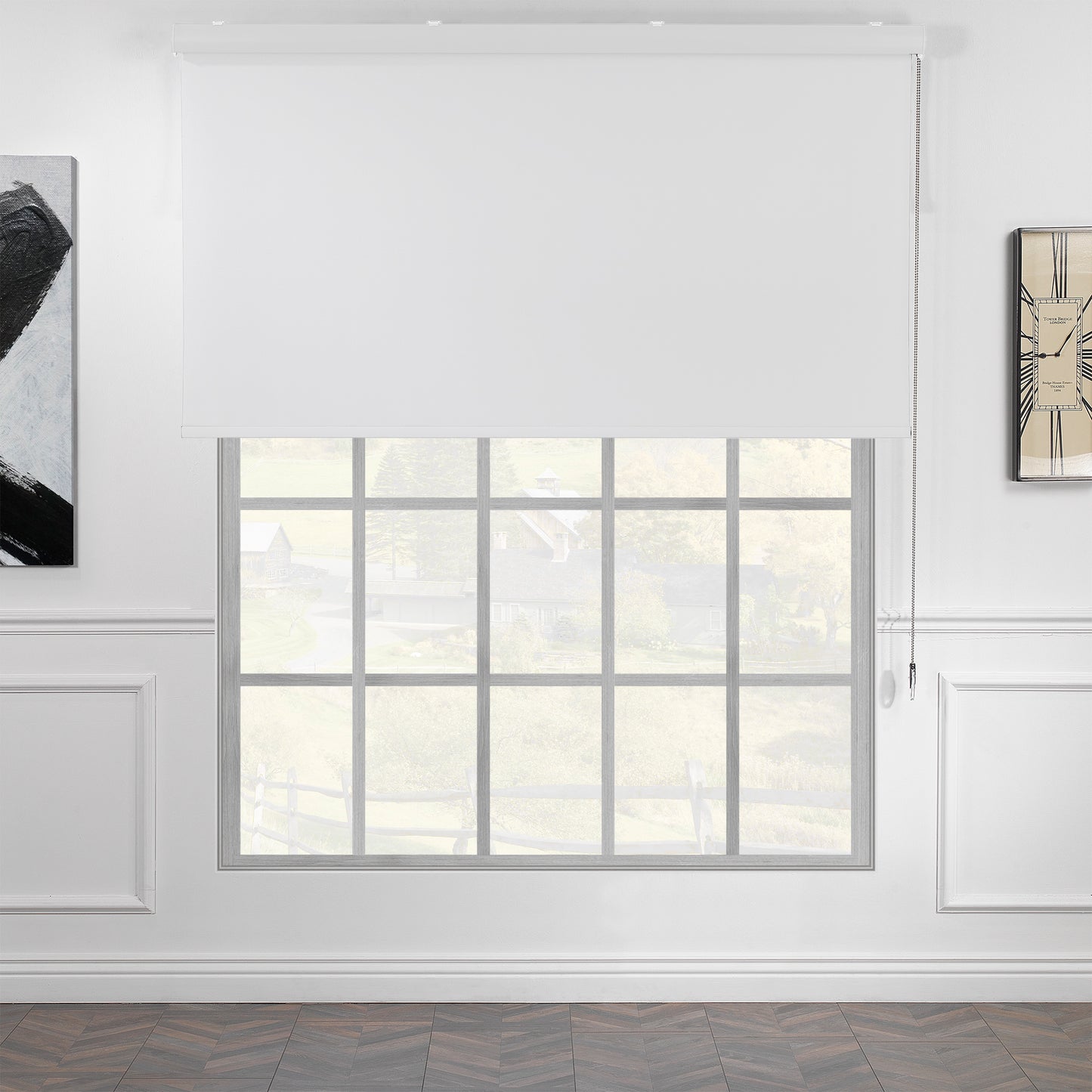 Metallic Cord loop Roller Blind Blackout & Room Darkening Window Shades - Black