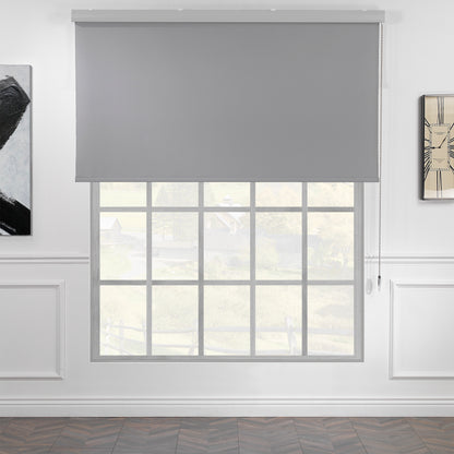 Metallic Cord loop Roller Blind Blackout & Room Darkening Window Shades - Black