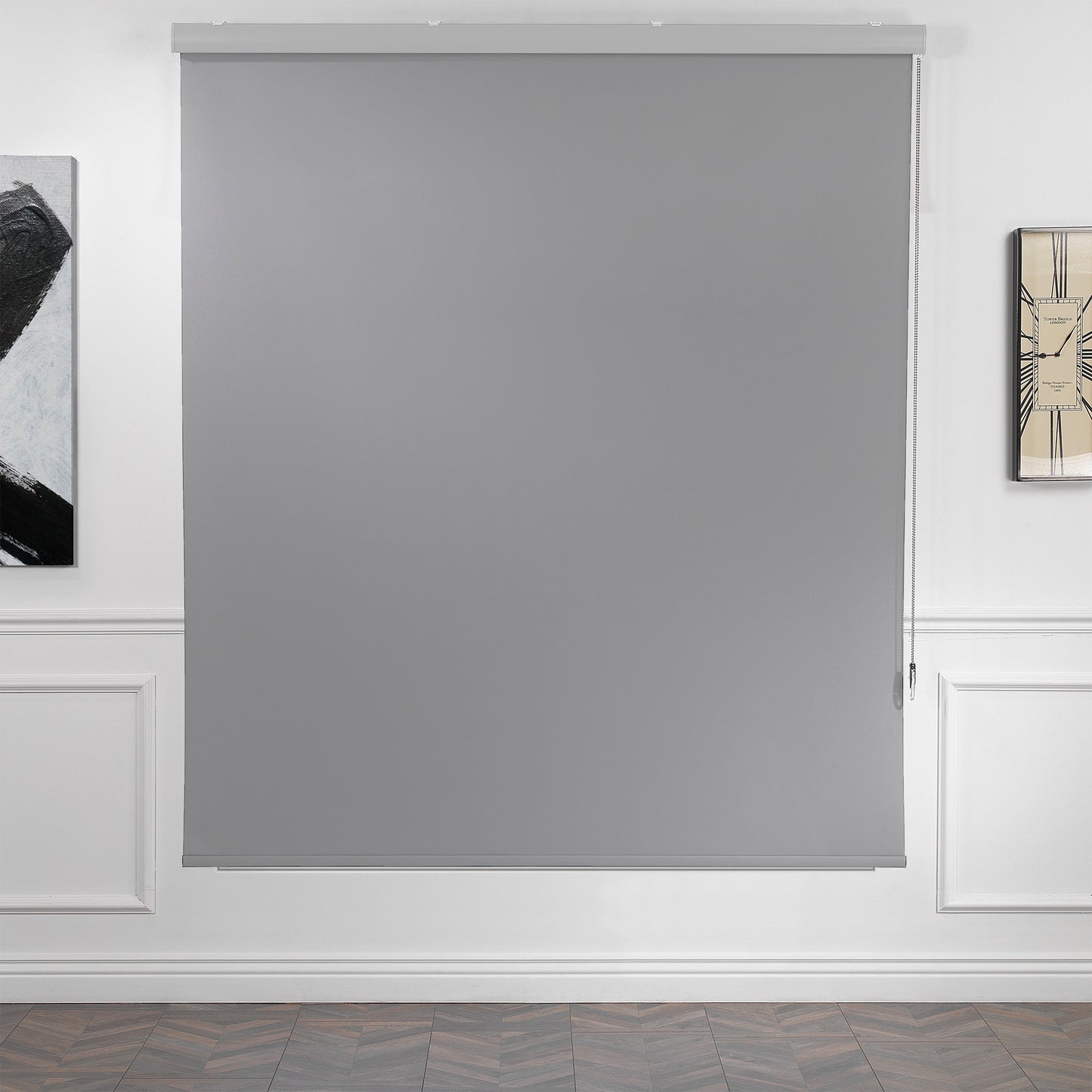 Metallic Cord loop Roller Blind Blackout & Room Darkening Window Shades - Light Grey