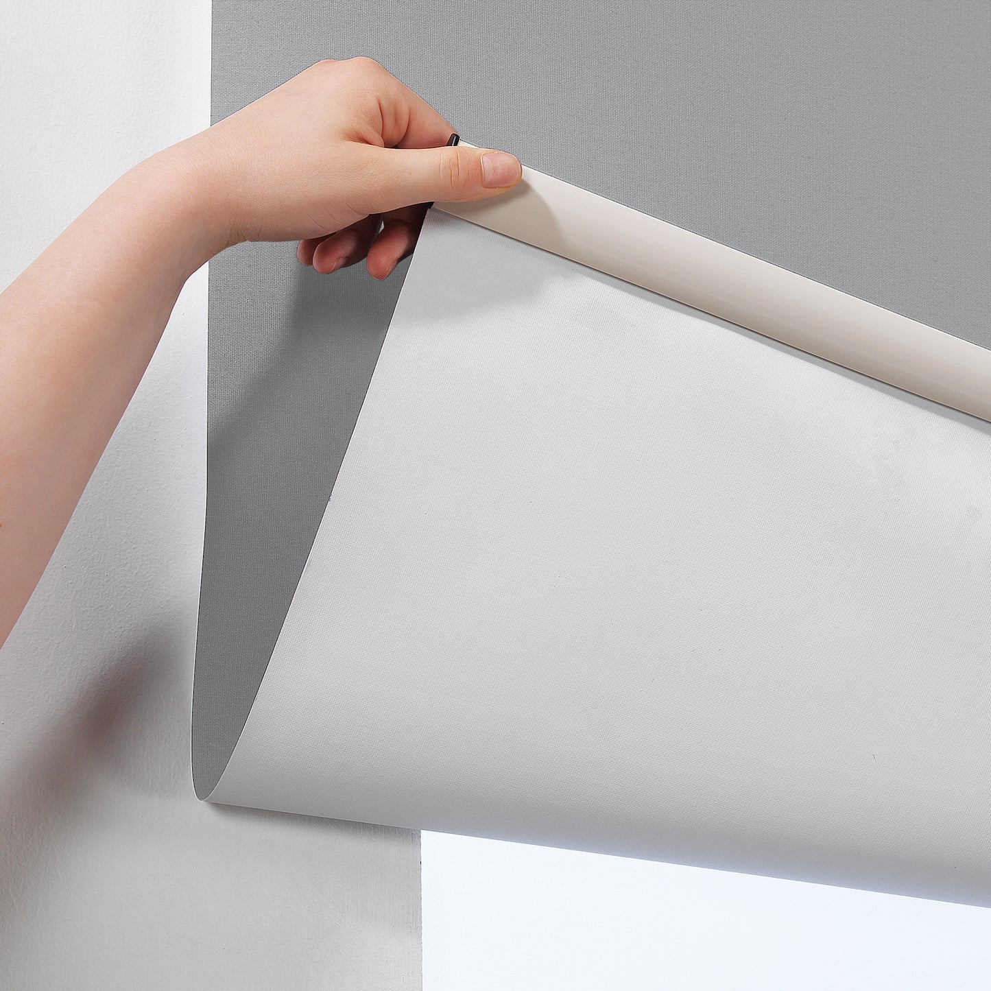 Metallic Cord loop Roller Blind Blackout & Room Darkening Window Shades - Light Grey