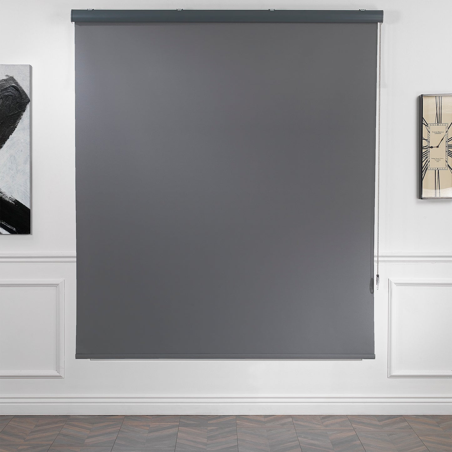 Metallic Cord loop Roller Blind Blackout & Room Darkening Window Shades - Grey