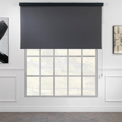 Metallic Cord loop Roller Blind Blackout & Room Darkening Window Shades - Black