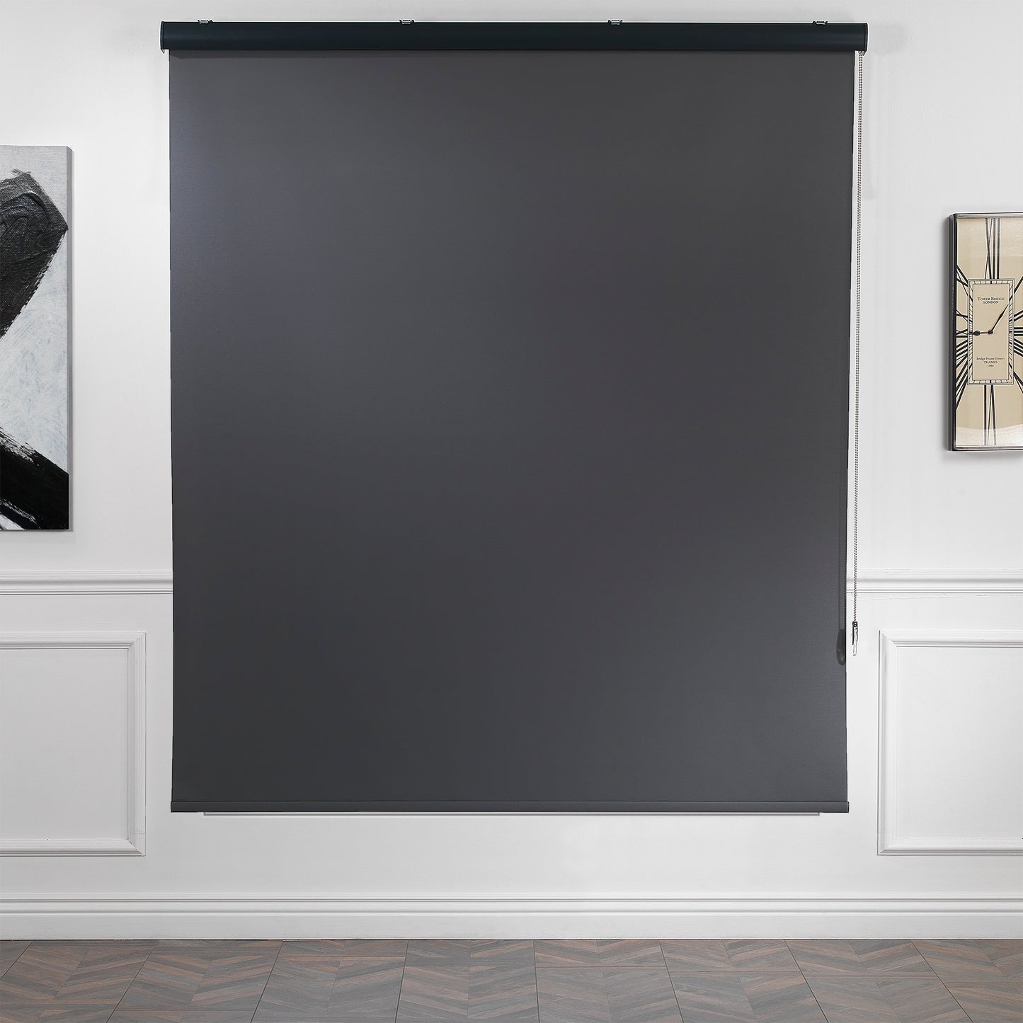 Metallic Cord loop Roller Blind Blackout & Room Darkening Window Shades - Black