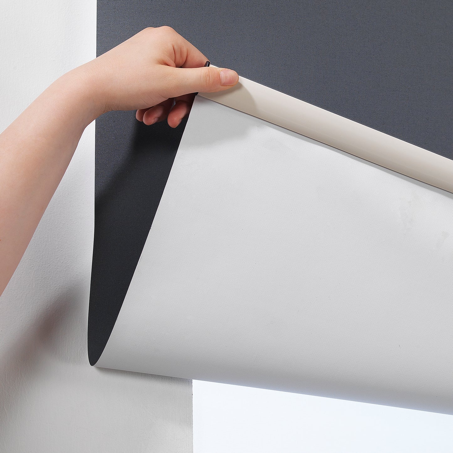 Metallic Cord loop Roller Blind Blackout & Room Darkening Window Shades - Black