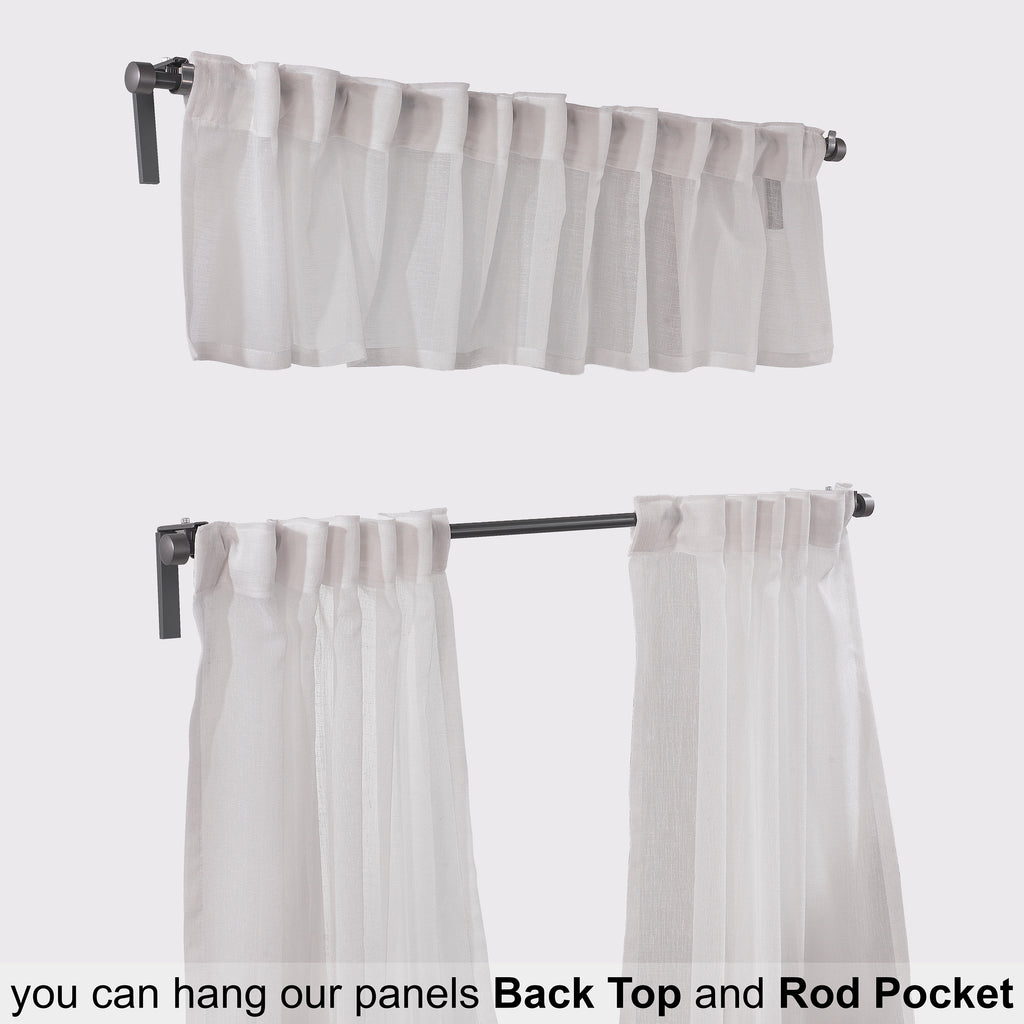 Sheer linen kitchen valances, sheer linen look kitchen valances, linen look kitchen valance, 100% polyester sheer valance, kitchen window valance, light filtering kitchen curtains, decorative kitchen curtains, farmhouse kitchen valance, modern kitchen decor, window topper, kitchen window treatment, custom kitchen valance, café window curtain, rod pocket valance, elegant window valance, stylish kitchen window topper, home decor, window furnishings