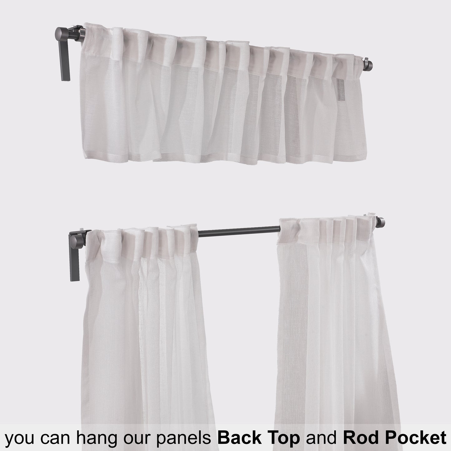Sheer linen kitchen valances, sheer linen look kitchen valances, linen look kitchen valance, 100% polyester sheer valance, kitchen window valance, light filtering kitchen curtains, decorative kitchen curtains, farmhouse kitchen valance, modern kitchen decor, window topper, kitchen window treatment, custom kitchen valance, café window curtain, rod pocket valance, elegant window valance, stylish kitchen window topper, home decor, window furnishings